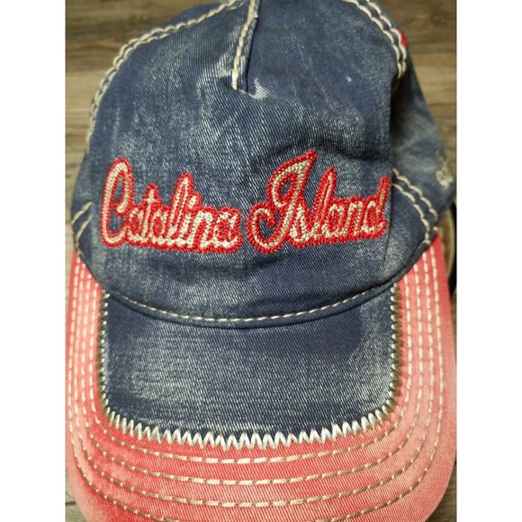 Catalina Island Essencial Caps 100% Cotton Adjustable Back Red Tan Blue - Picture 12 of 12
